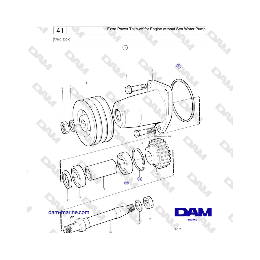 Volvo Penta TAMD162C-C - Toma de fuerza adicional para motor sin bomba de agua de mar