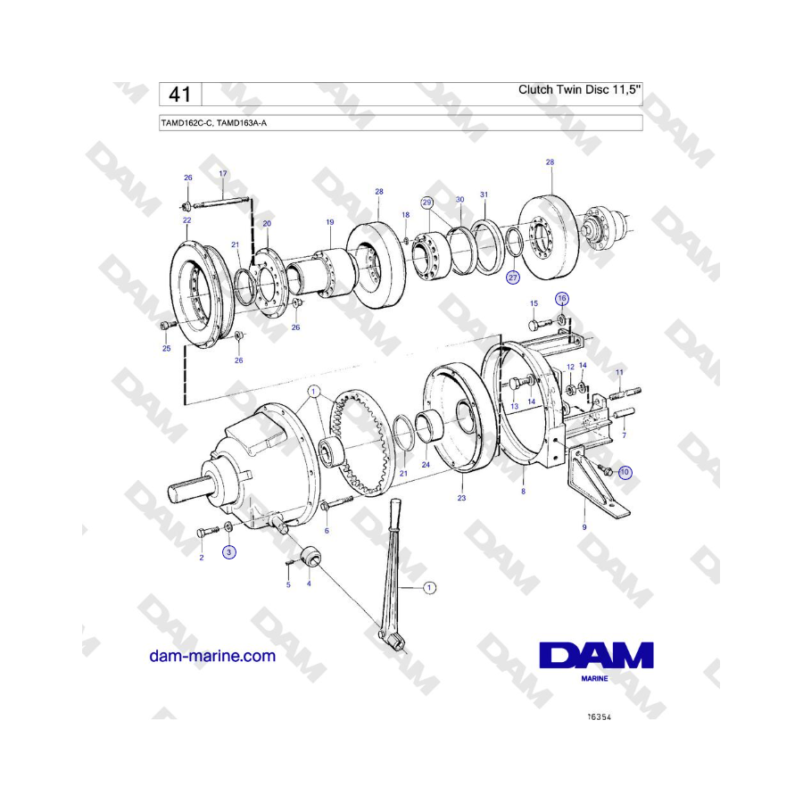 Volvo Penta TAMD162C-C, TAMD163A-A - Frizione a doppio disco 11,5'' 