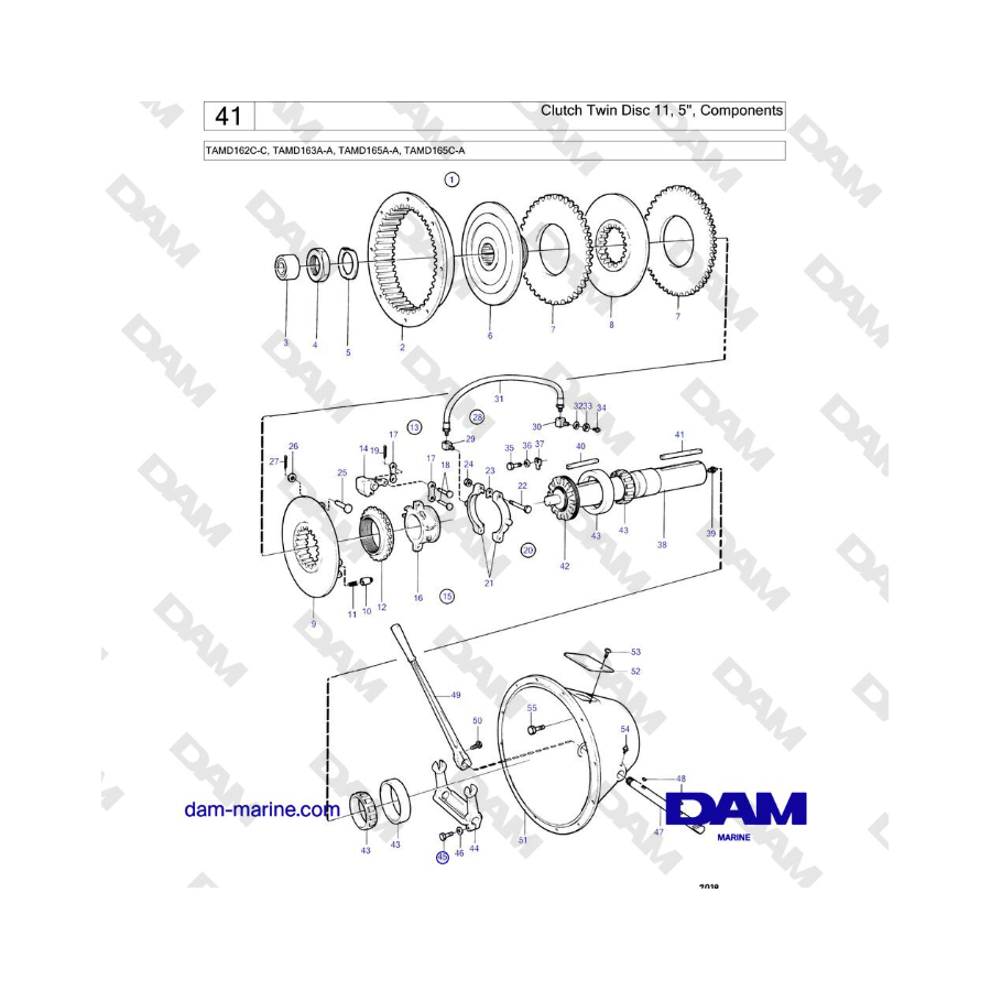 Volvo Penta TAMD162C-C, TAMD163A-A, TAMD165A-A, TAMD165C-A - Embrague de doble disco 11,5'', Componentes