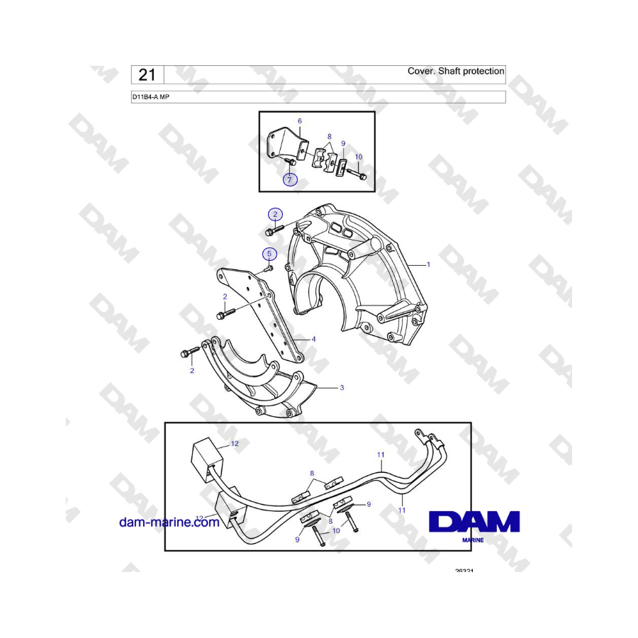 Volvo Penta D11B4-A MP - Cubierta. Protección del eje