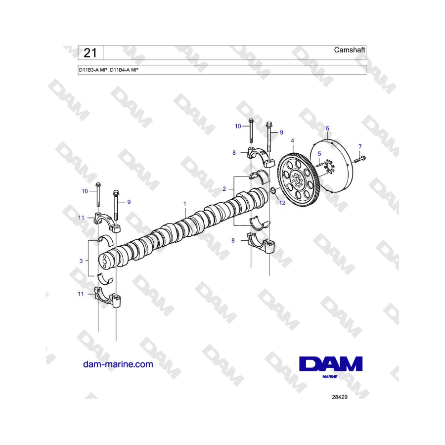 Volvo Penta D11B3-A MP, D11B4-A MP - Árbol de levas