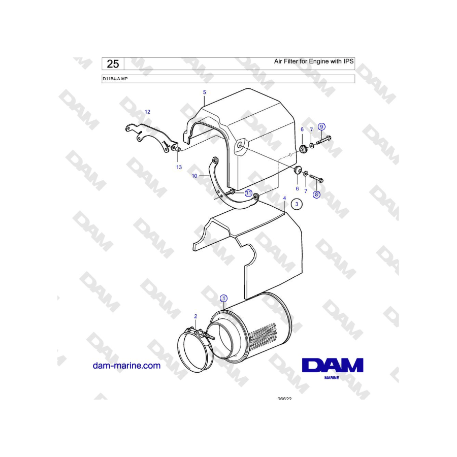 Volvo Penta D11B4-A MP - Filtro de aire para motor con IPS