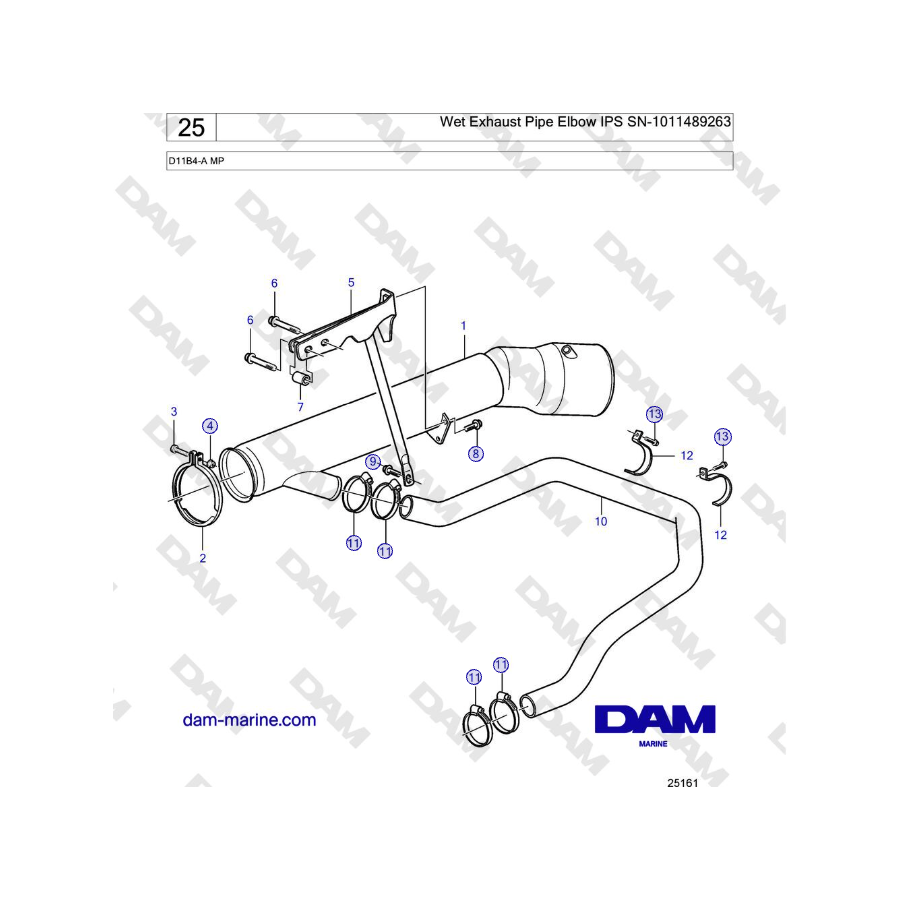 Volvo Penta D11B4-A MP - Codo de escape húmedo IPS SN-1011489263