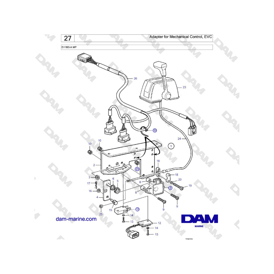 Volvo Penta D11B3-A MP - Adapter for Mechanical Control, EVC