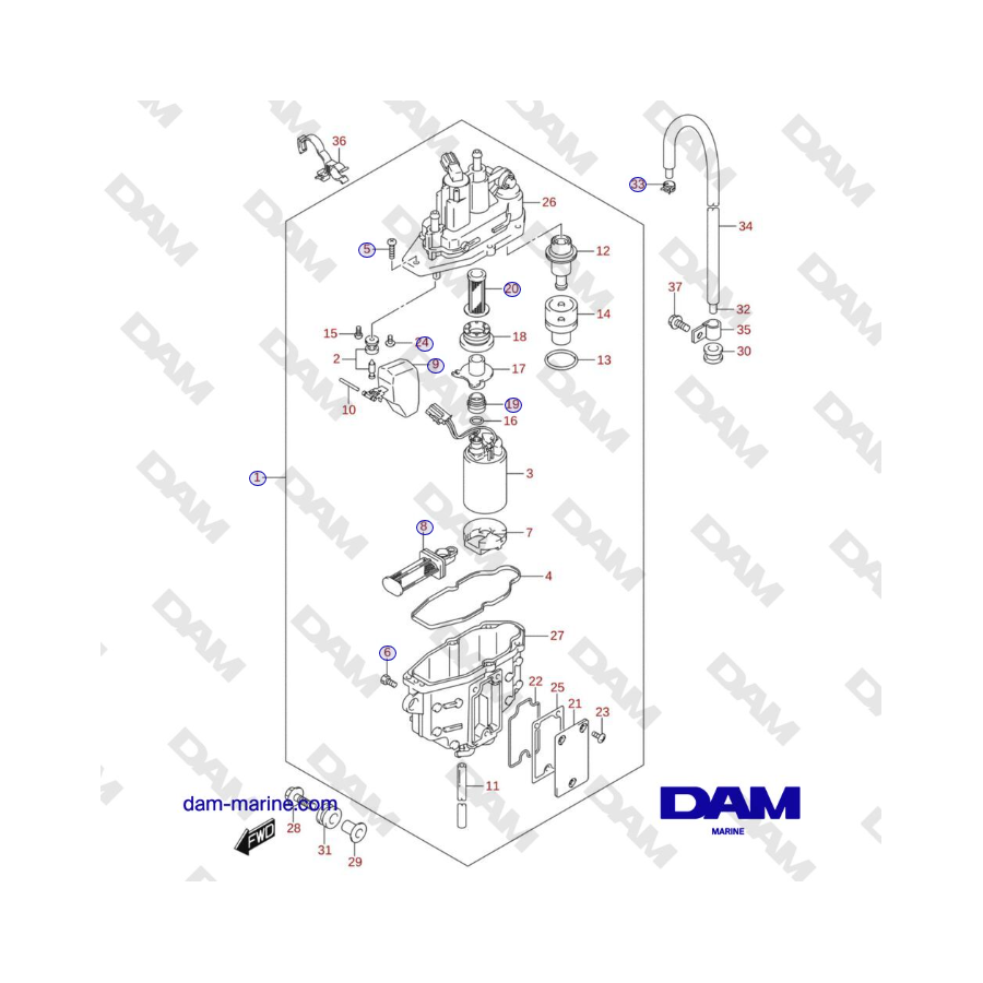 Suzuki DF100 - SEPARADOR DE VAPORES DE COMBUSTIBLE (E40)