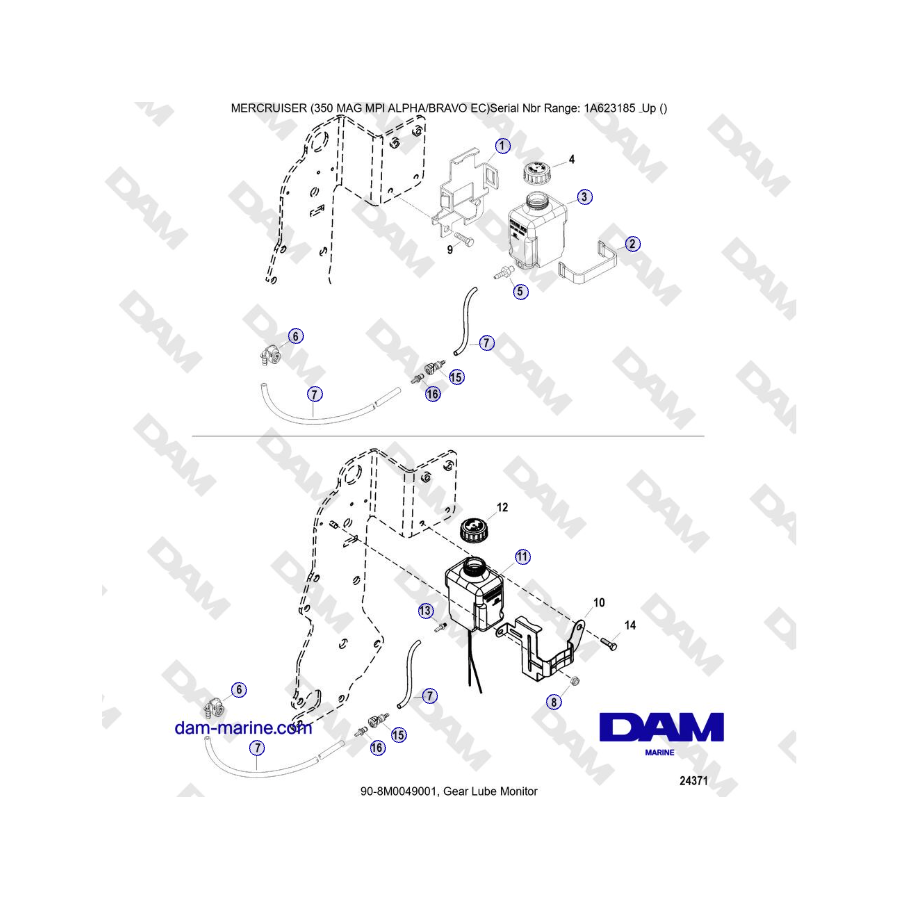 MERCRUISER 350 MAG MPI EC - Monitor de lubricación de engranajes