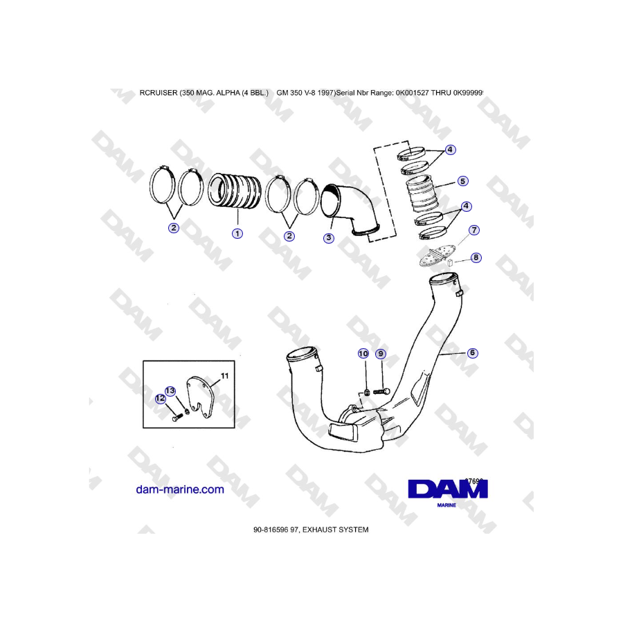 Mercruiser 350 MAG. ALPHA (4 BBL) - EXHAUST SYSTEM