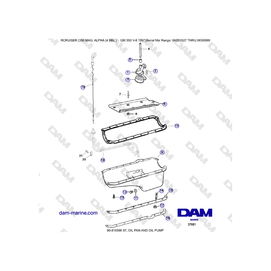 Mercruiser 350 MAG. ALPHA (4 BBL) - COPPA DELL'OLIO E POMPA DELL'OLIO
