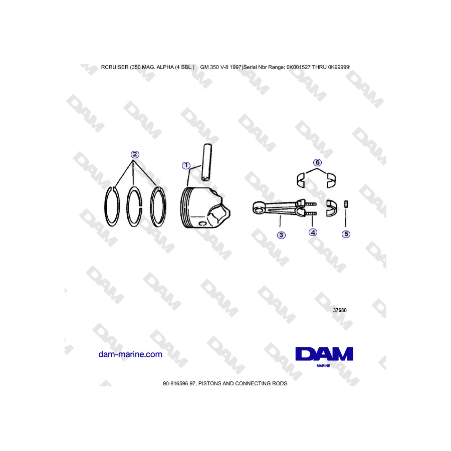 Mercruiser 350 MAG. ALPHA (4 BBL) - PISTONS AND CONNECTING RODS