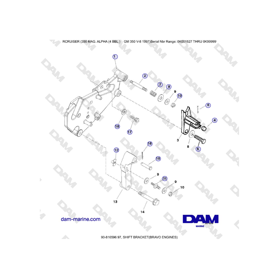 Mercruiser 350 MAG. ALPHA (4 BBL) - SOPORTE DE CAMBIO (MOTORES BRAVO)