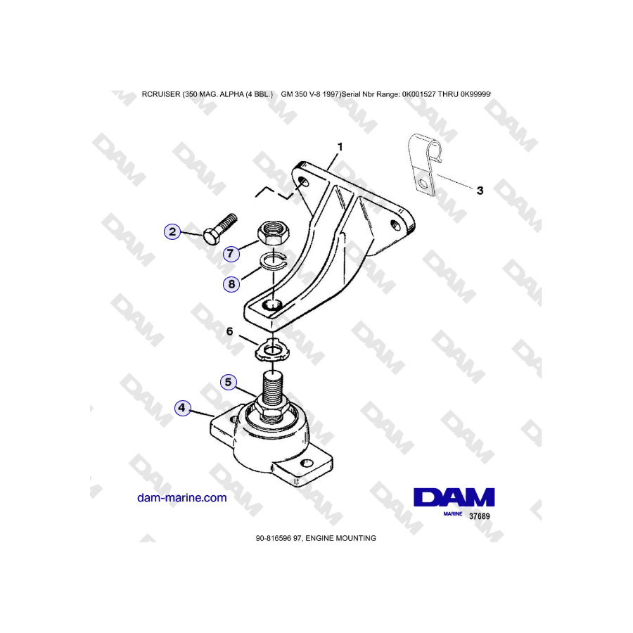 Mercruiser 350 MAG. ALPHA (4 BBL) - Engine mounting