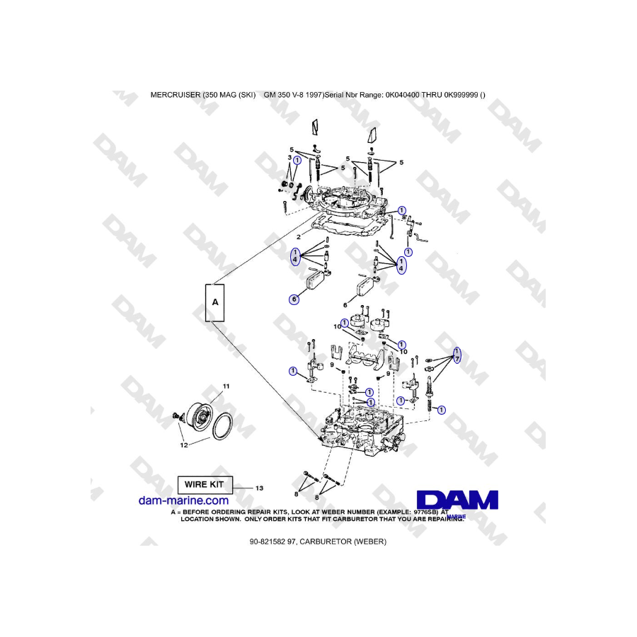 Mercruiser 350 MAG (ESQUÍ) GM350 V8 - CARBURADOR (WEBER)