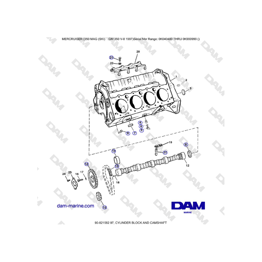 Mercruiser 350 MAG (SKI) GM350 V8 - BLOCCO CILINDRI E ALBERO A CAMME