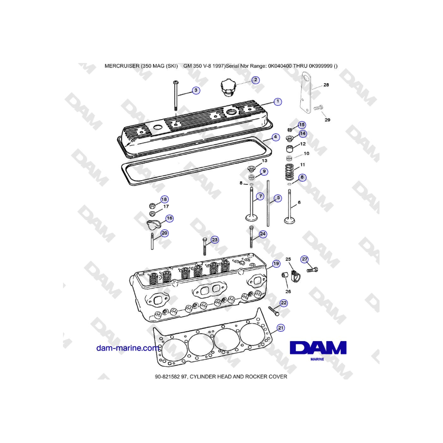 Mercruiser 350 MAG (SKI) GM350 V8 - TESTA CILINDRO E COPERCHIO BILANCIERI