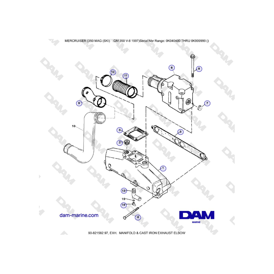 Mercruiser 350 MAG (SKI) GM350 V8 - SCARICO.  COLLETTORE E GOMITO DI SCARICO IN GHISA