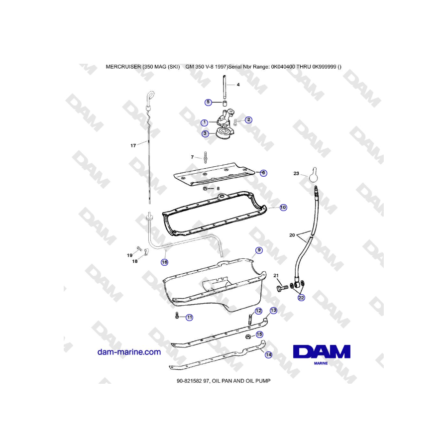 Mercruiser 350 MAG SKI GM350 V8 - CÁRTER DE ACEITE Y BOMBA DE ACEITE