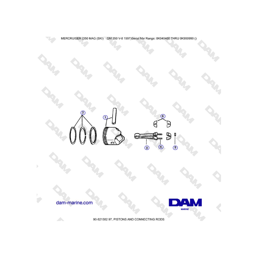 Mercruiser 350 MAG SKI GM350 V8 - PISTONI E BIELLE