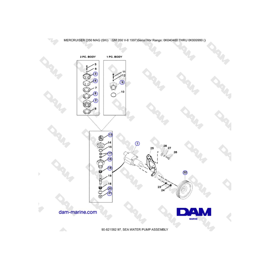 Mercruiser 350 MAG SKI GM350 V8 - CONJUNTO DE BOMBA DE AGUA DE MAR