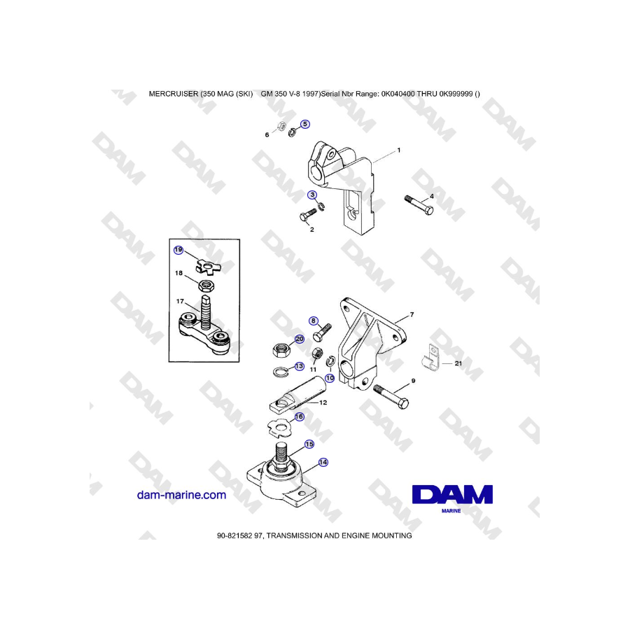 Mercruiser 350 MAG SKI GM350 V8 - TRANSMISIÓN Y MONTAJE DEL MOTOR