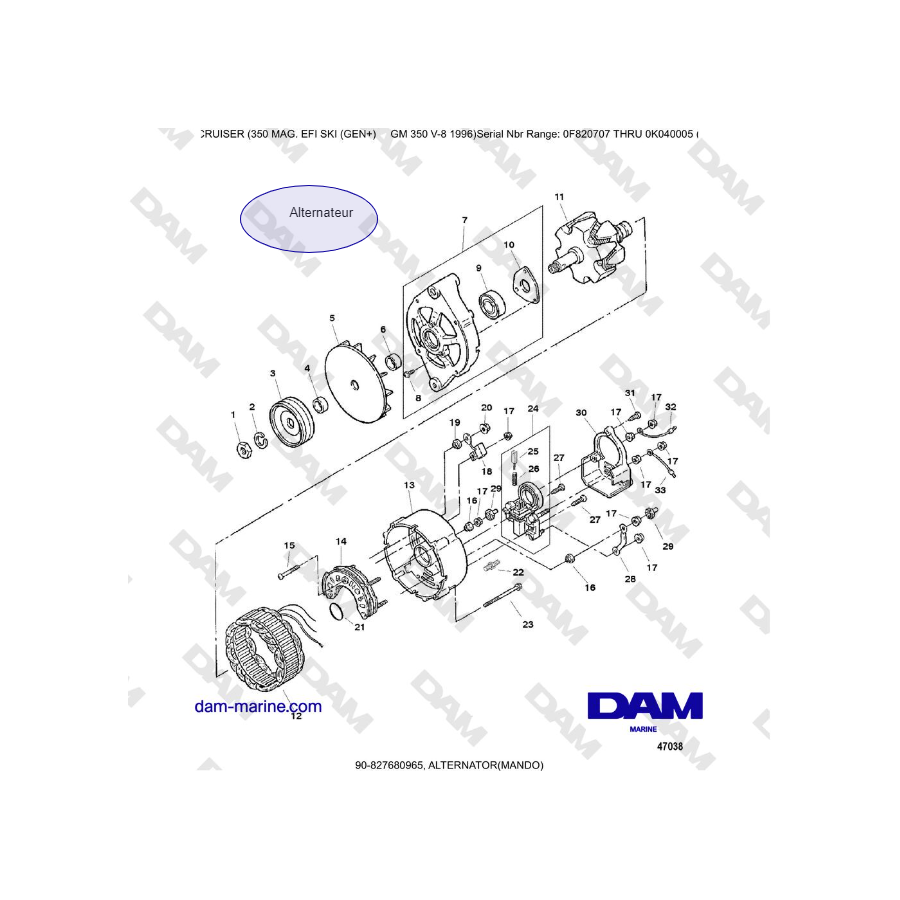 Mercruiser 350 MAG EFI (SCI) - Alternatore