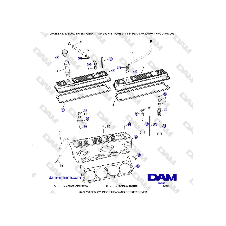 Mercruiser 350 MAG EFI (SKI) - CYLINDER HEAD AND ROCKER COVER