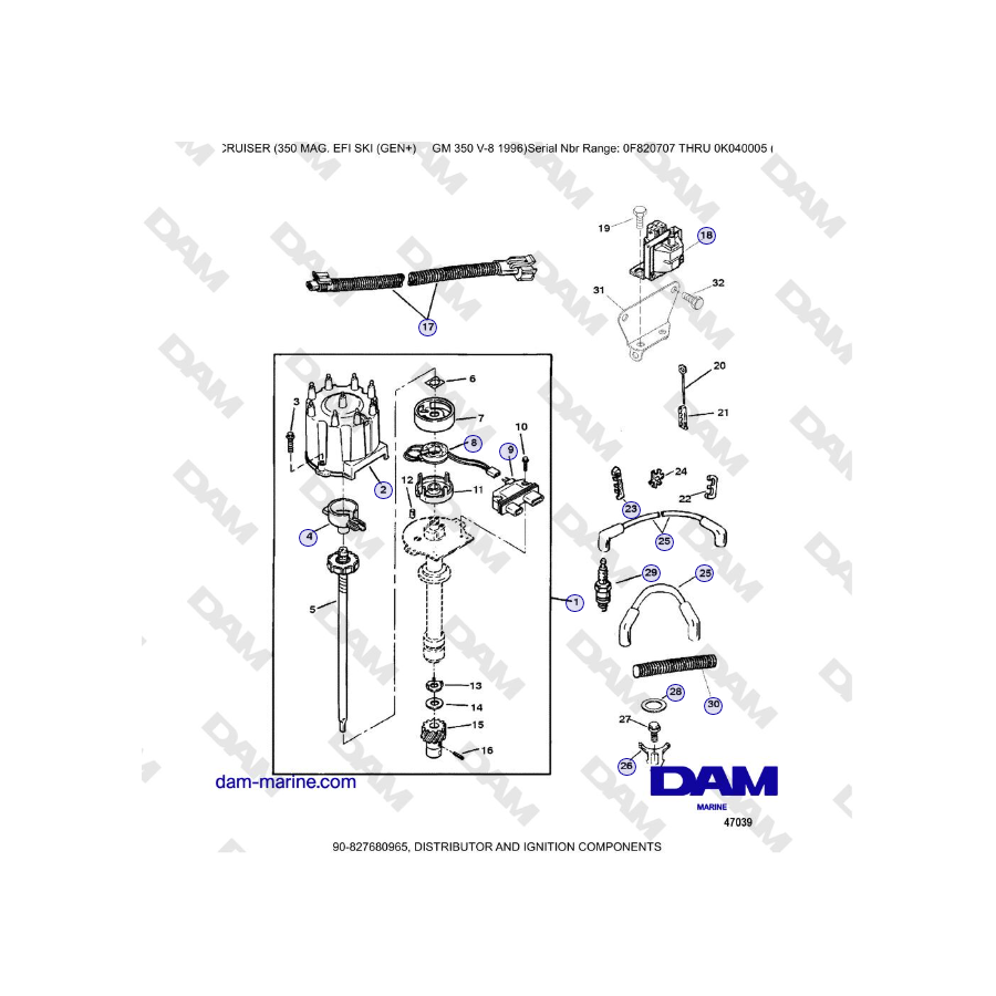 Mercruiser 350 MAG EFI (SKI) - DISTRIBUIDOR Y COMPONENTES DE ENCENDIDO
