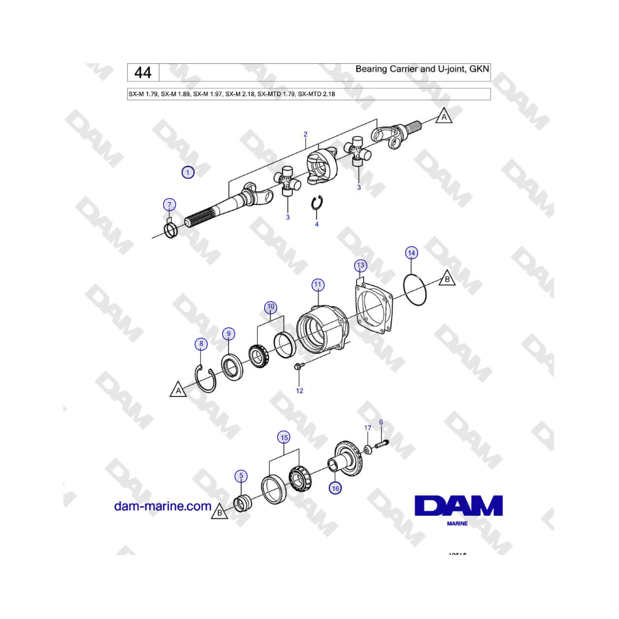 Volvo Penta SX-M - Portacojinete y junta universal, GKN