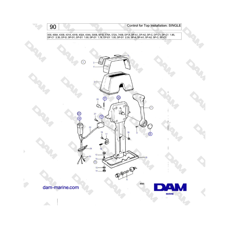 Volvo Penta SP-C / SP-C1 - Comando per installazione superiore: SINGOLO