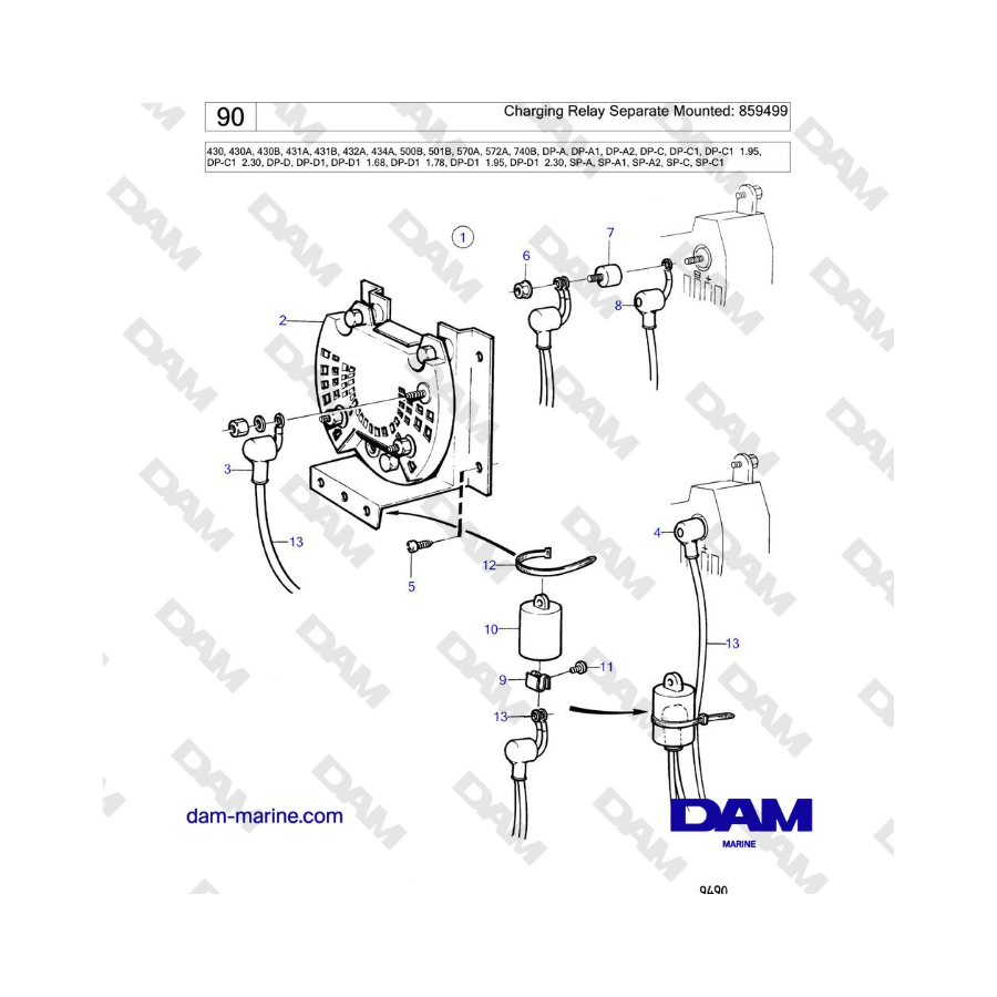 Volvo Penta SP-C / SP-C1 - Charging Relay Separate Mounted: 859499