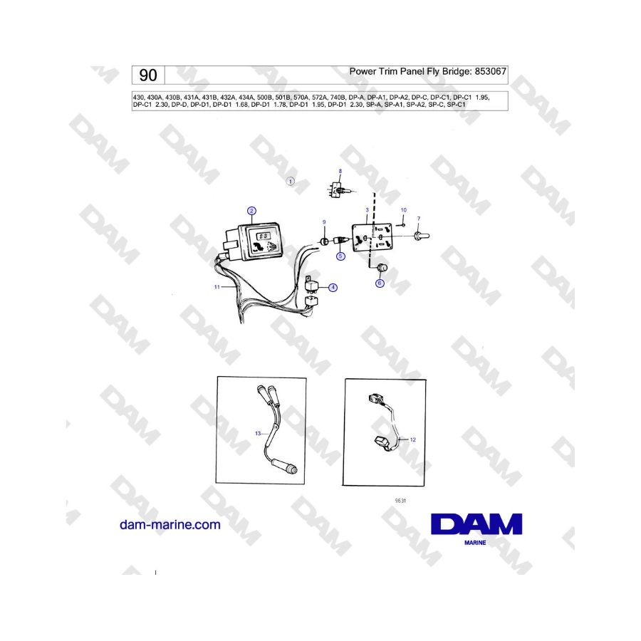 Volvo Penta SP-C / SP-C1 - Pannello di regolazione elettrica Fly Bridge: 853067