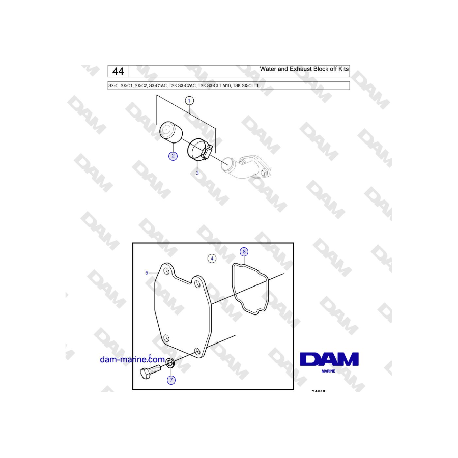 Volvo Penta SX-C - Kit di blocco acqua e scarico