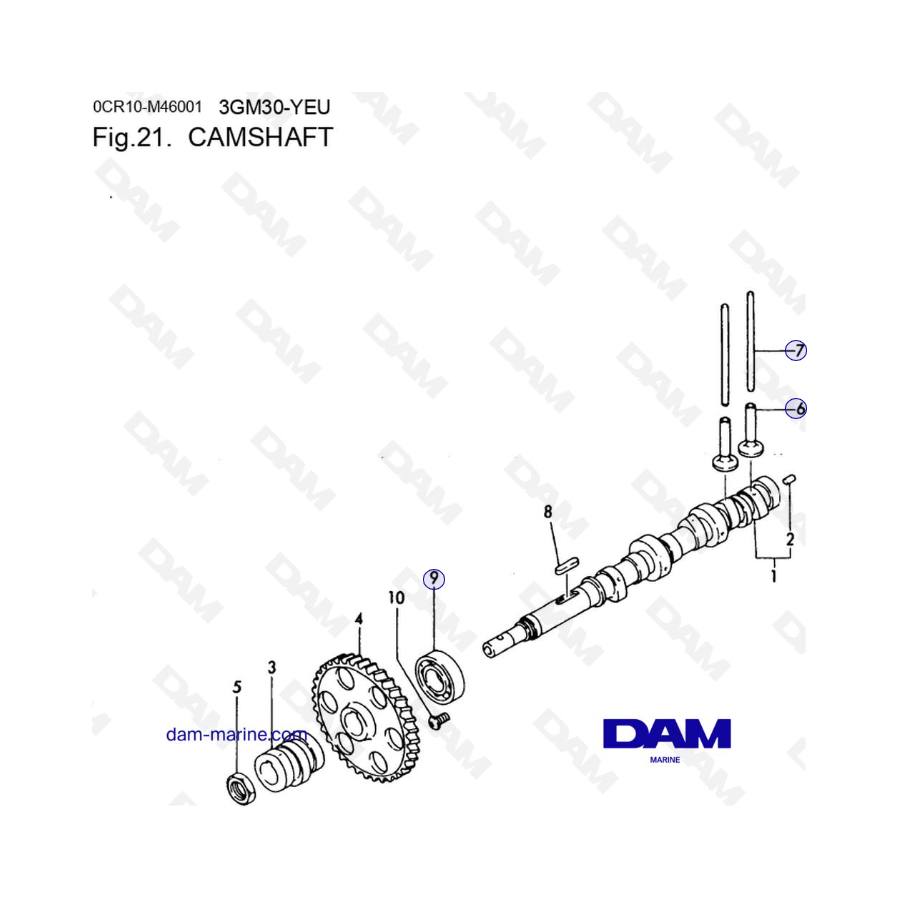 Yanmar 3GM30FC-YEU - ALBERO A CAMME