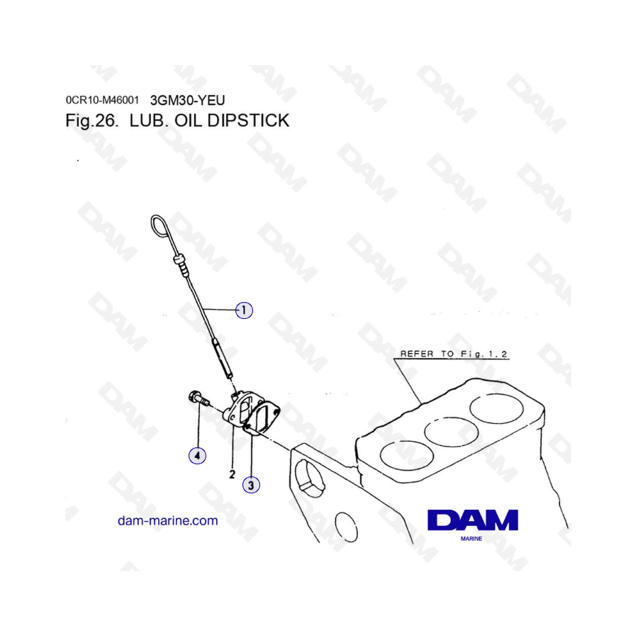 Yanmar 3GM30FC-YEU - LUB. ASTINA DI LIVELLO DELL'OLIO