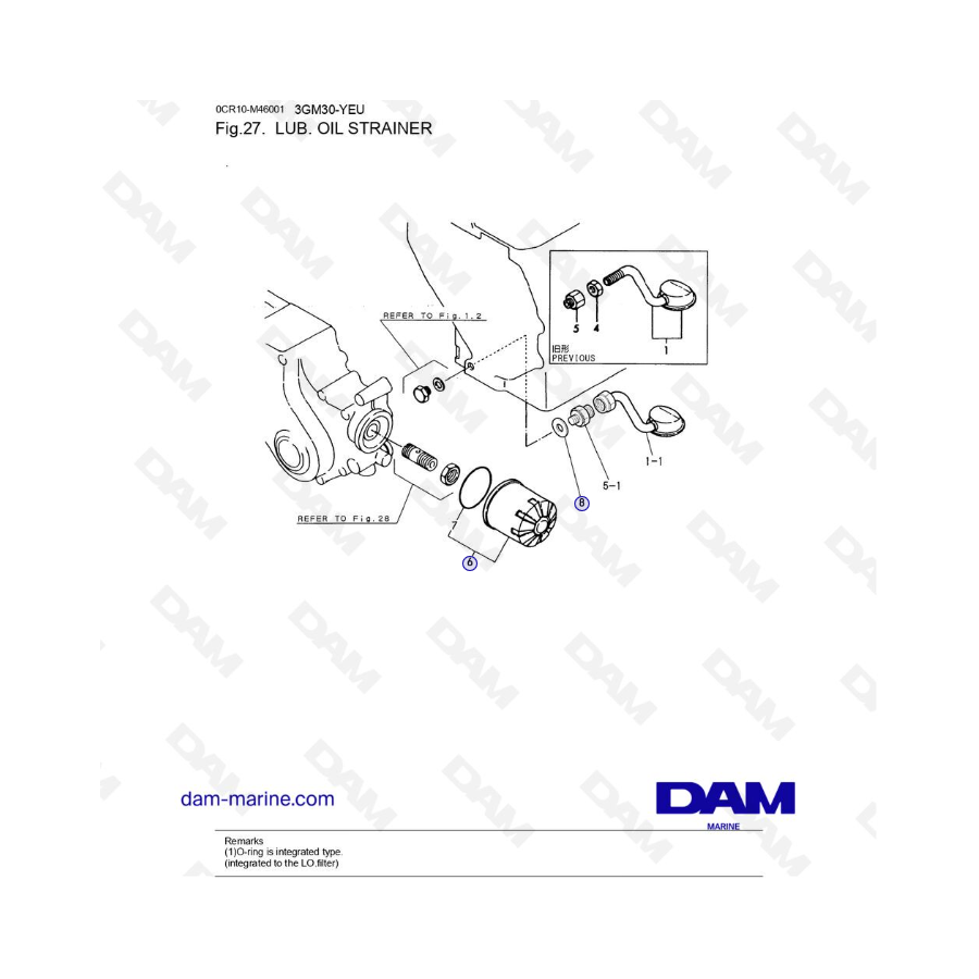 Yanmar 3GM30FC-YEU - LUB. COLADOR DE ACEITE
