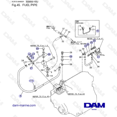 Yanmar 3GM30FC-YEU - FUEL PIPE