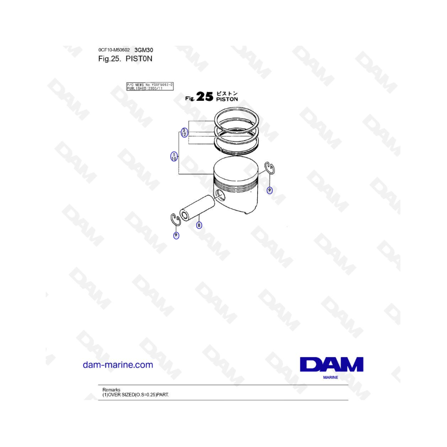 Yanmar 3GM30FC - PIST0N