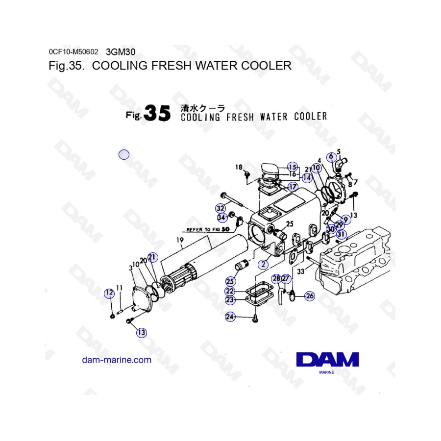 Yanmar Marine 3GM30F - ENFRIADOR DE AGUA DULCE