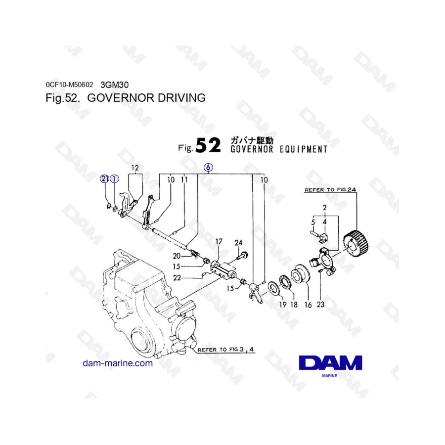 Yanmar Marine 3GM30FC - REGOLATORE DI GUIDA