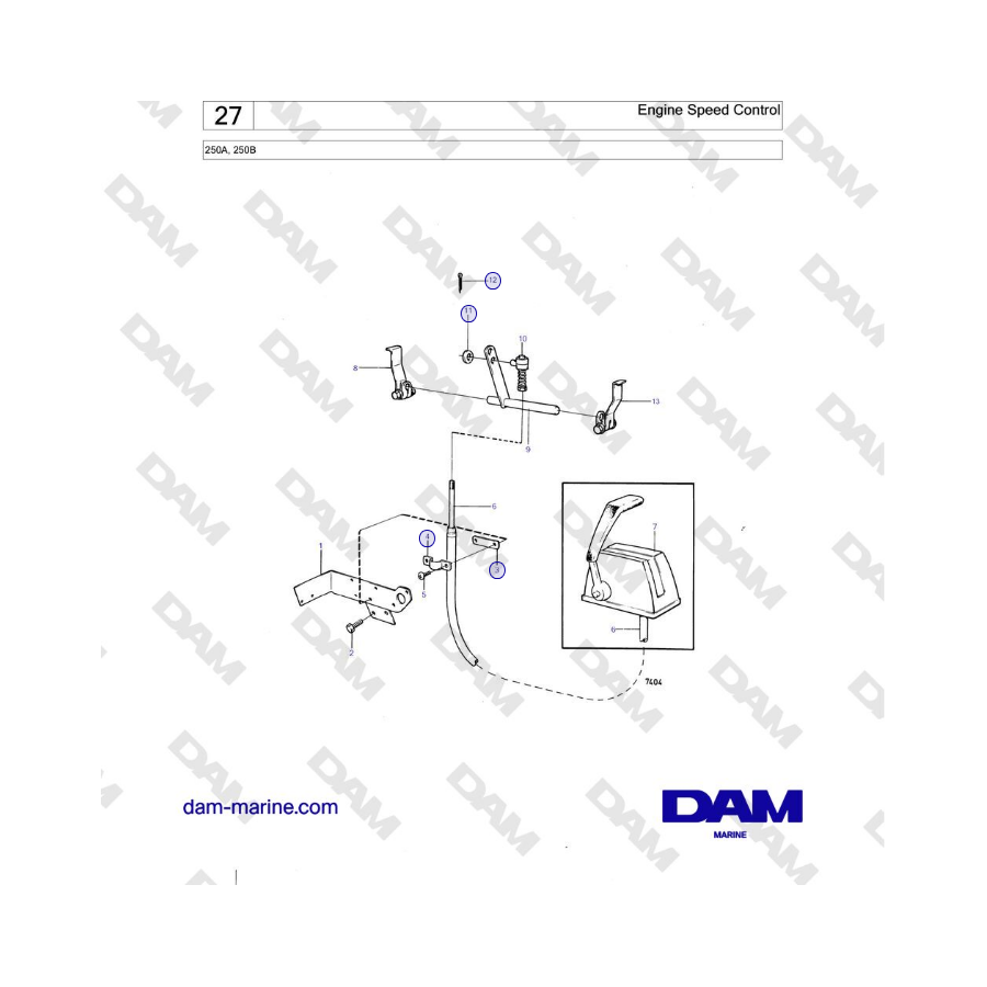 Volvo Penta 250A, 250B - Engine Speed Control