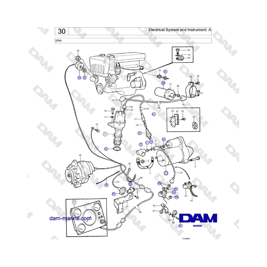 Volvo Penta 250A - Sistema eléctrico e instrumentos: A