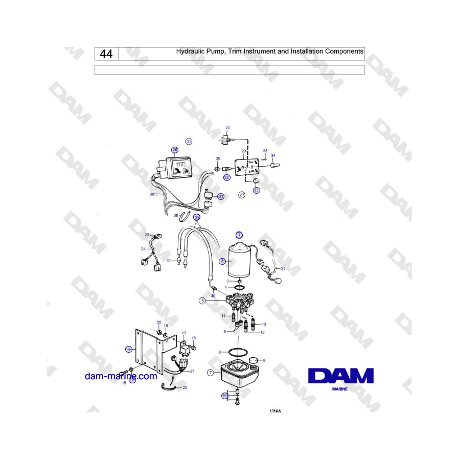 Volvo Penta 230A, 230B, 250A, 250B - Pompa idraulica, strumento di assetto e componenti di installazione
