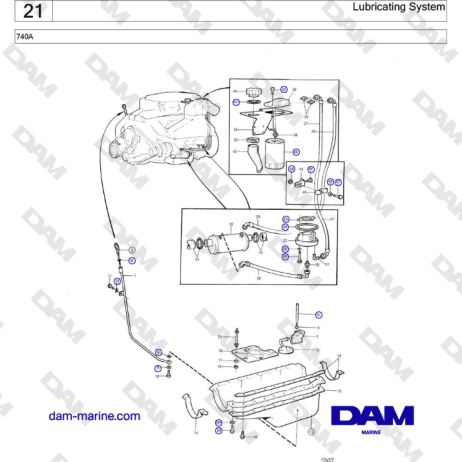 Volvo Penta 740A - Sistema di lubrificazione
