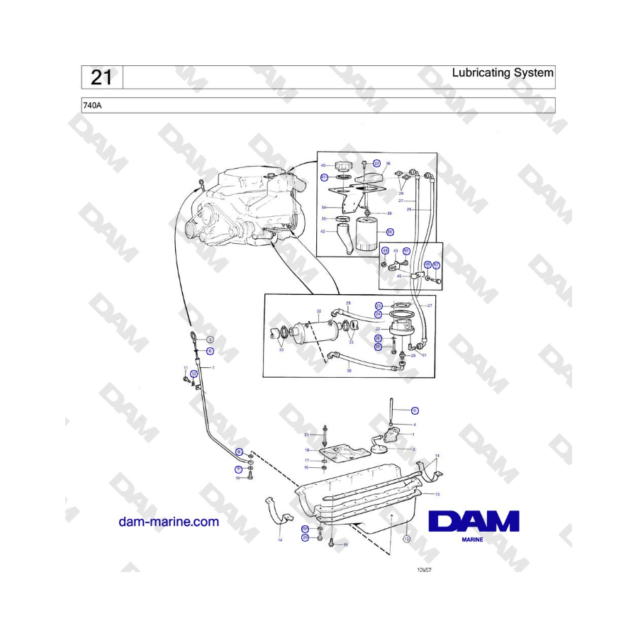 Volvo Penta 740A - Sistema di lubrificazione