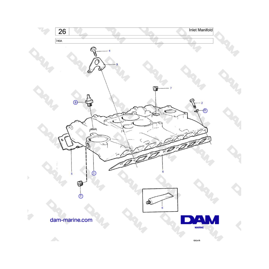 Volvo Penta 740A - Colector de admisión