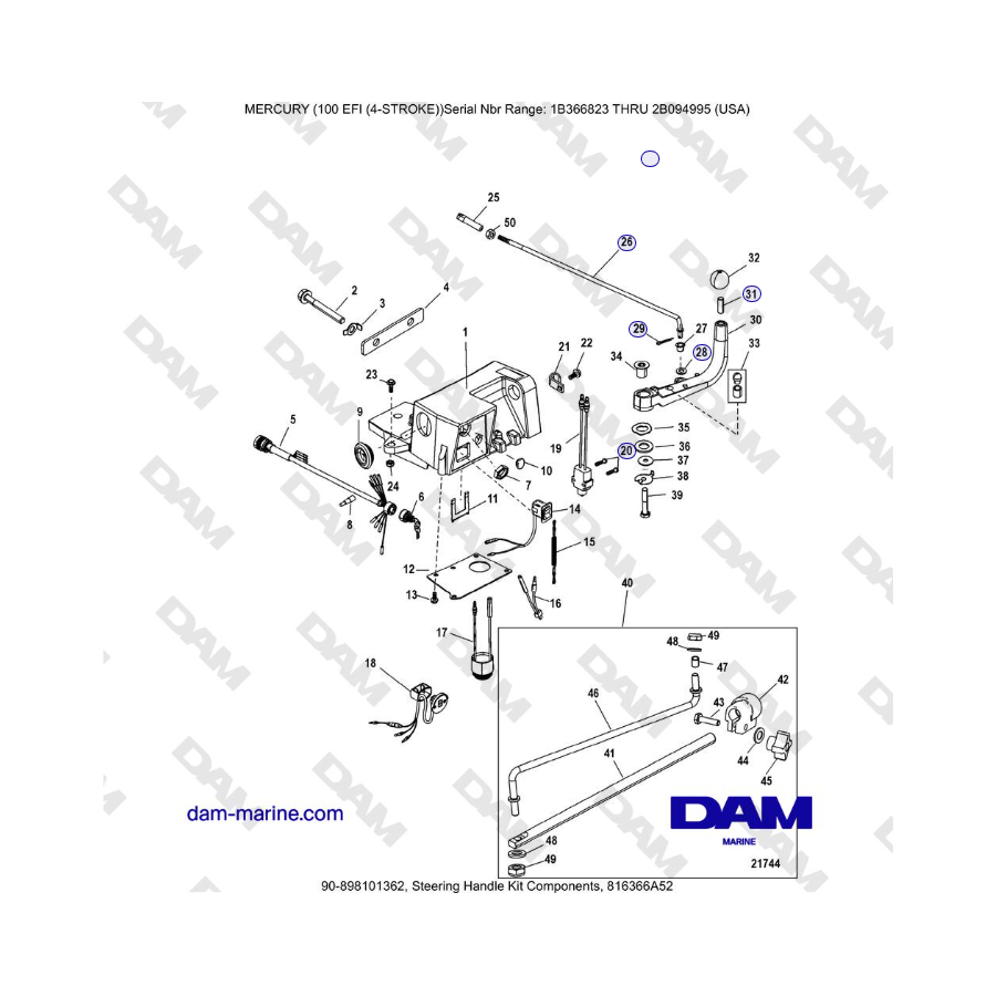 Mercruiser EFI 100 (4 tiempos) - Kit de dirección, 816366A52