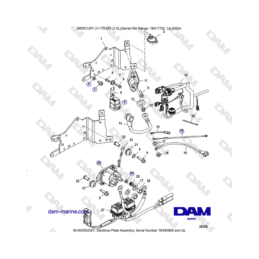 Mercury Verado 175 - Gruppo piastra elettrica, numero di serie 1B490866 e successivi