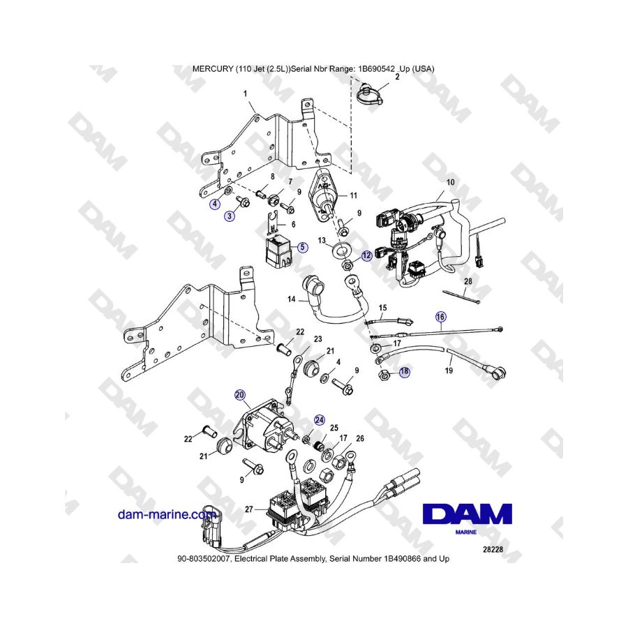 Mercury 110 EFI - Gruppo piastra elettrica, numero di serie 1B490866 e successivi