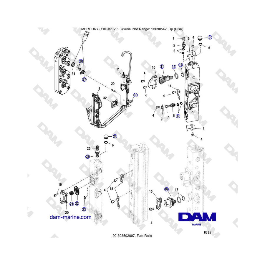 Mercury 110 EFI - Rail del carburante