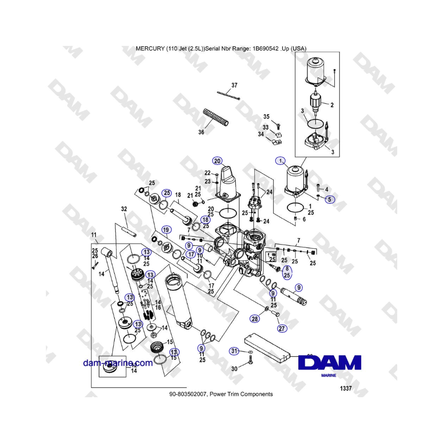 Mercury 110 EFI - Componentes del sistema Power Trim