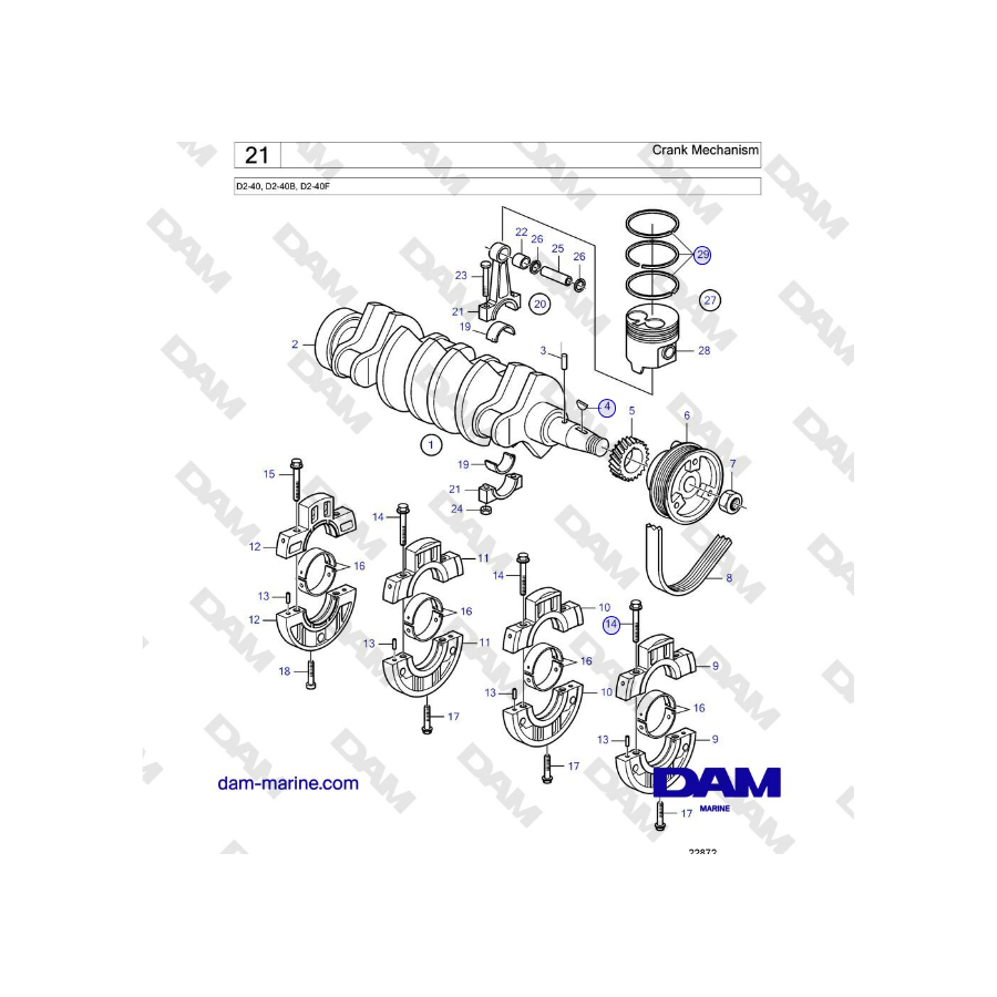 Volvo Penta D2-40, D2-40B, D2-40F - Crank Mechanism
